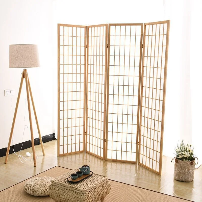 Wholesale 4 Panel Living Room Decorative Shoji Folding Screens Panel Portable Movable Japanese Painted Room Divider