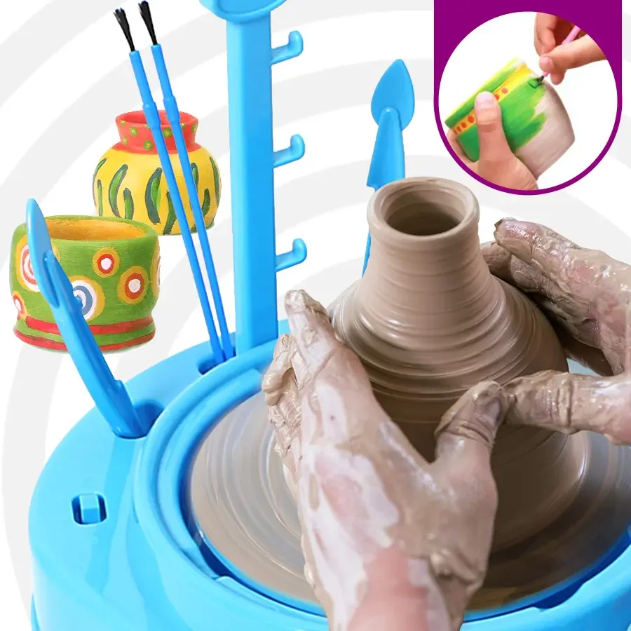 Pottery Wheel Pottery Studio Kit DIY Pottery Kit with Clay for Kids Children Beginners for Fun