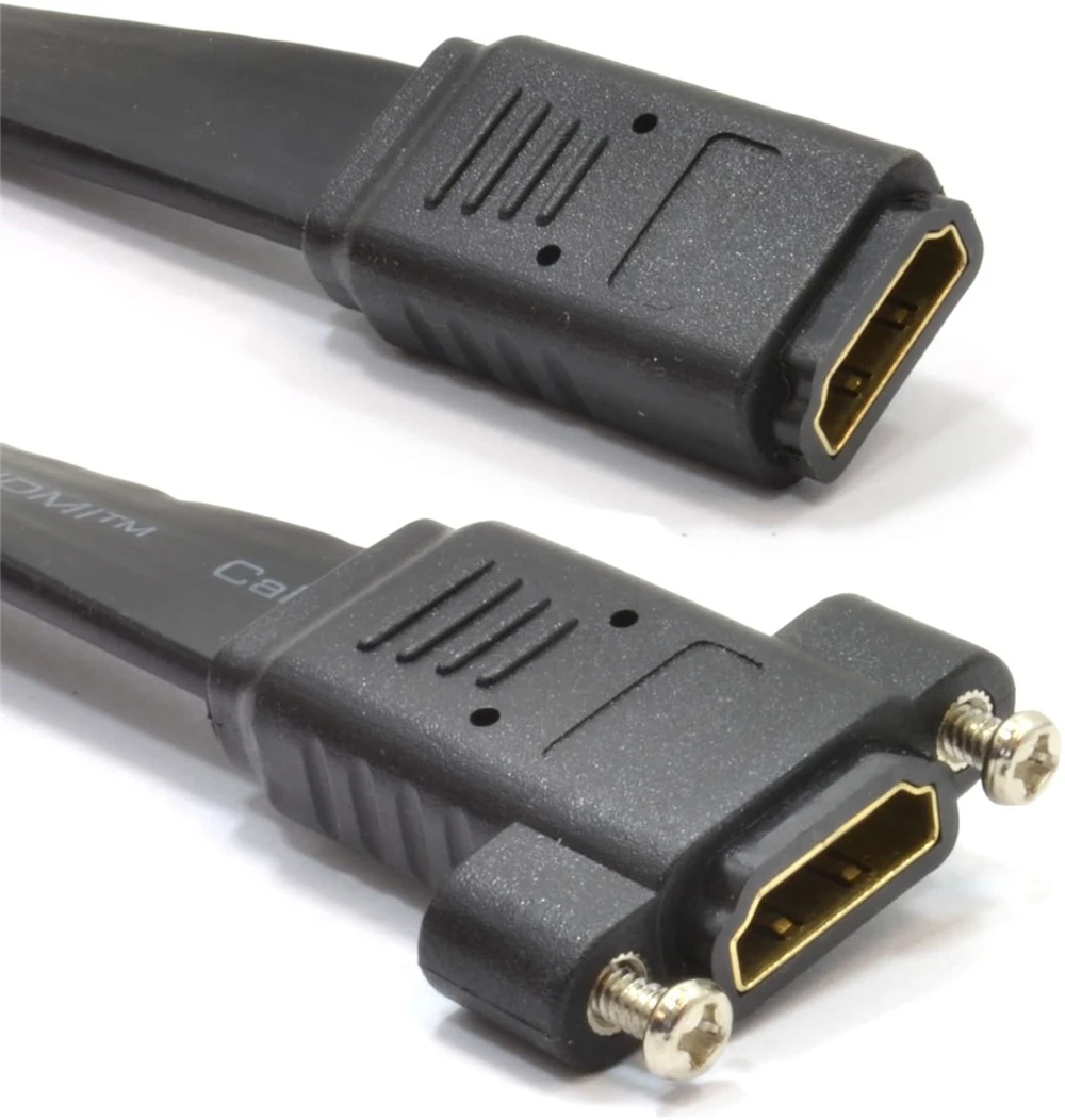 
FARSINCE flat HDMI 4K female to HDMI female M3 screw wall mount panel mount 2.0 cable 