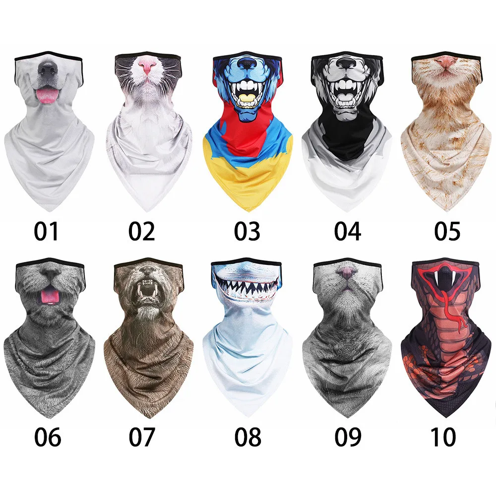 
Fashion Neck Tube Scarf with Ear Loops Windproof Face Mask Ski Halloween Costume 3D Animal Printed Bandana Cycling Hiking 