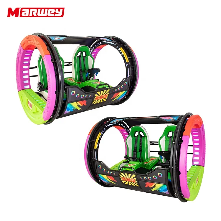 360 Degree Rolling Car Amusement Rides 180 Degree Handstand Rolling Car 2 Seater Electric Leswing Happy Rotating Car For Adults