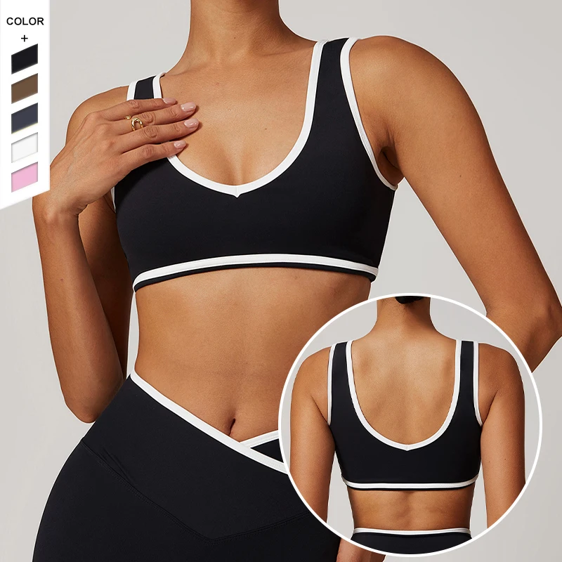 Wholesale Nude Feeling  Sports Bra U-shaped Beauty Back Wide Shoulder Strap Outdoor Yoga Bra