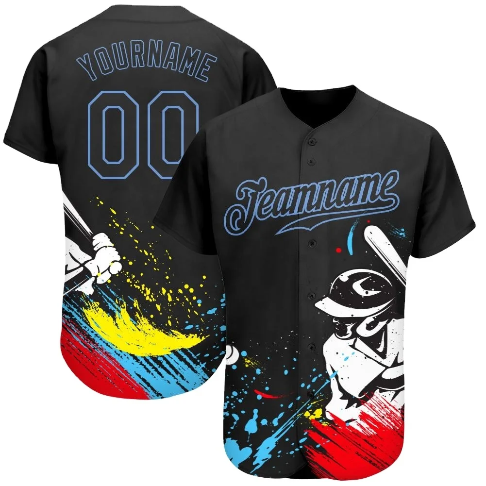 Cheap Wholesale Fashion Custom Digital Graffiti Pattern Baseball jerseys from China