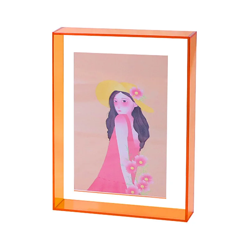 Wholesale ins style DIY magnetic acrylic photo frame  6 inch crystal blue suspension wall hanging table photo frames