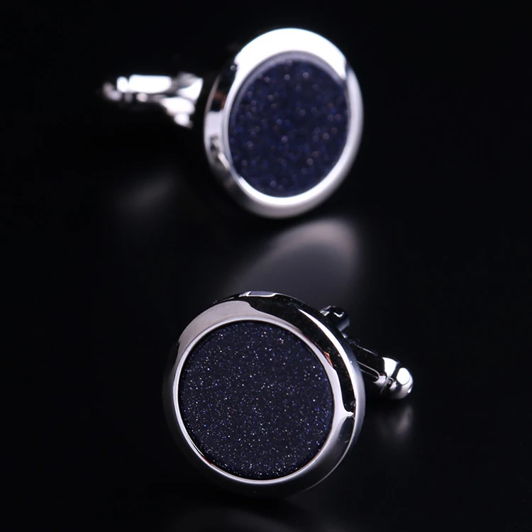French style suit custom stainless steel cuff links gold plating diamond men cufflinks with black