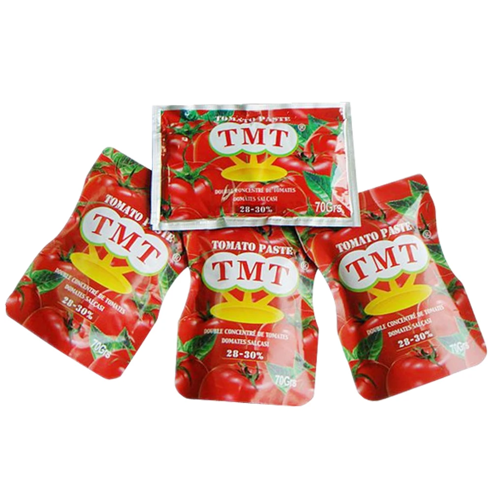 56g tomato paste in standing sachet 100% tomato without additives