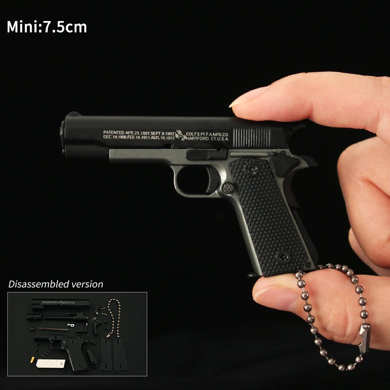 Gun Pistol Realistic 1911 Gun Keychain Metal Pistol Model Mini Shaped Keychain Metal Toy Gun Pistol