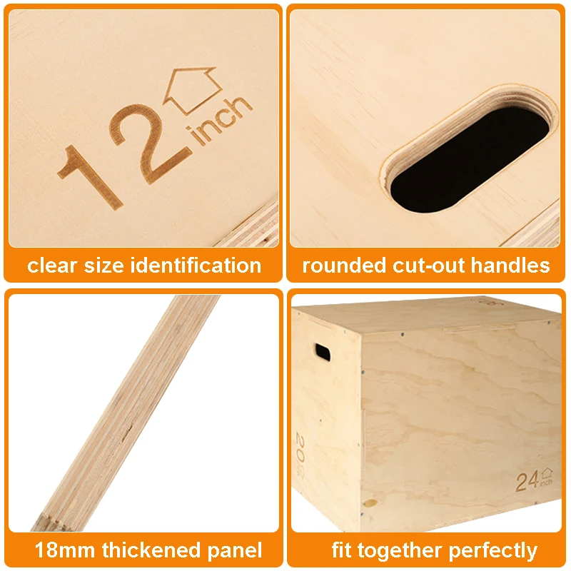 MKAS Caja De Salto 3 In 1 Custom Logo Wood Plyobox Plyo Jump Box Set Fitness Wooden Jump Plyometric Plyo Box
