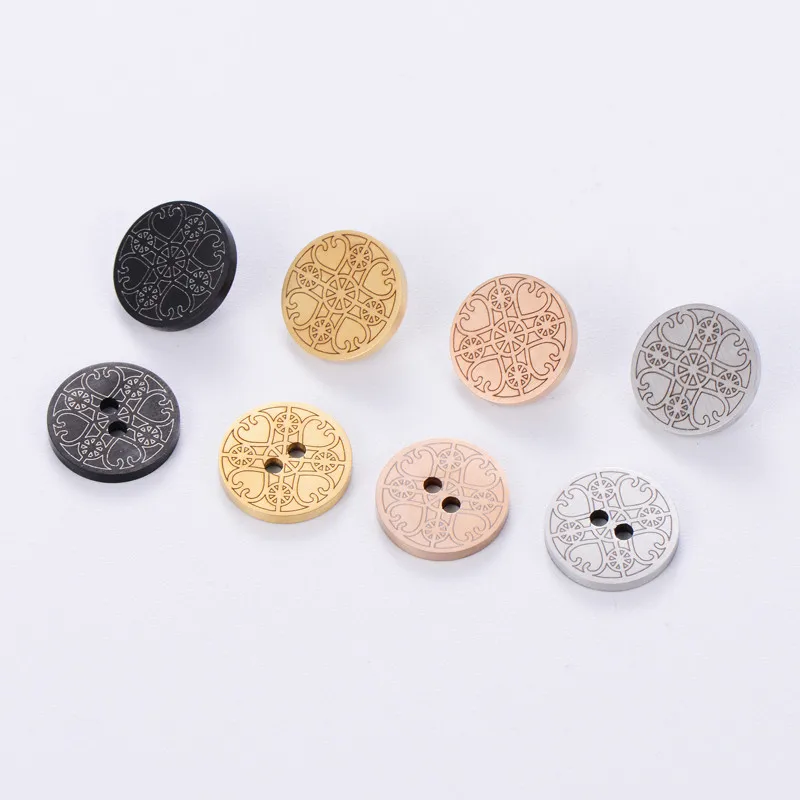 Luxury Stainless Steel Hollow Engraved Blazer Button High Quality Shell Pants Shirts Fabric Rivet Buttons