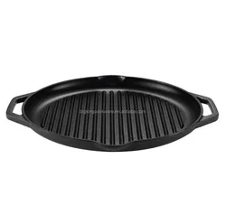 Non Stick Frying Pan for Steak Fish and BBQ Cast Iron  Griddle Pan Deep Round 32cm - Oven Dishwasher Safe OEM