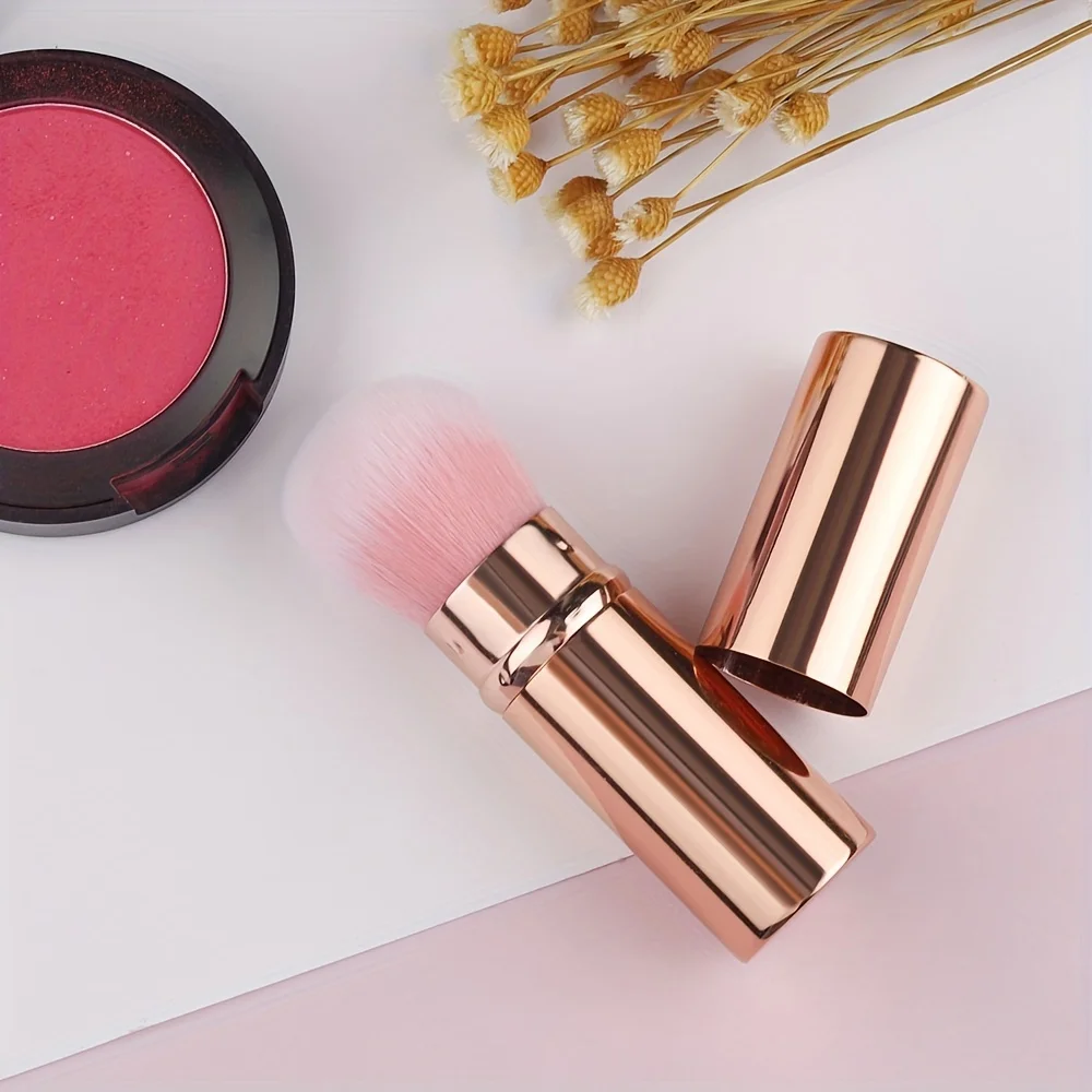 Travel Kabuki Face Retractable Makeup Brush Portable Powder Brush With Cover For Blush Powder Cosmetics