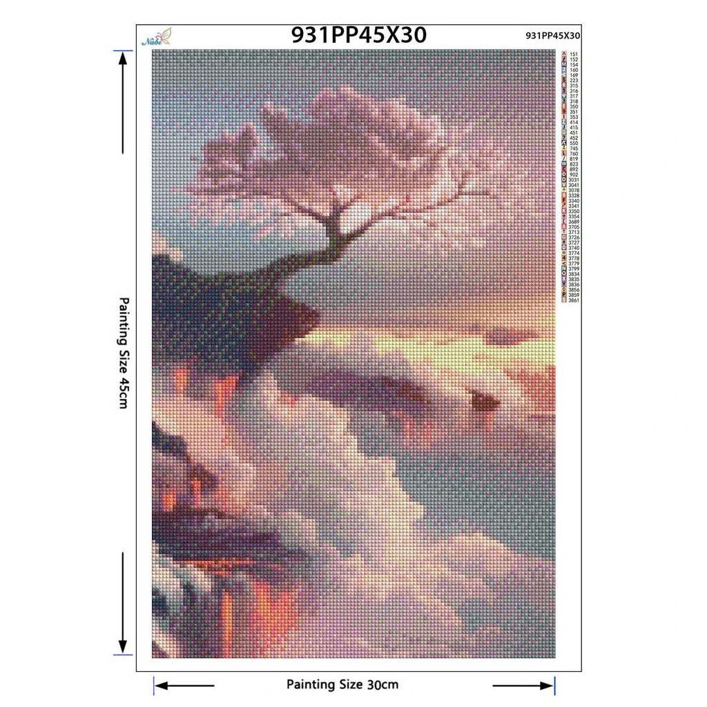 Square Sakura Diamond Embroidery Cherry On the Volcano Picture Rhinestone Embroidery Crystal Diamond 5D Diamond Painting kit 4.9