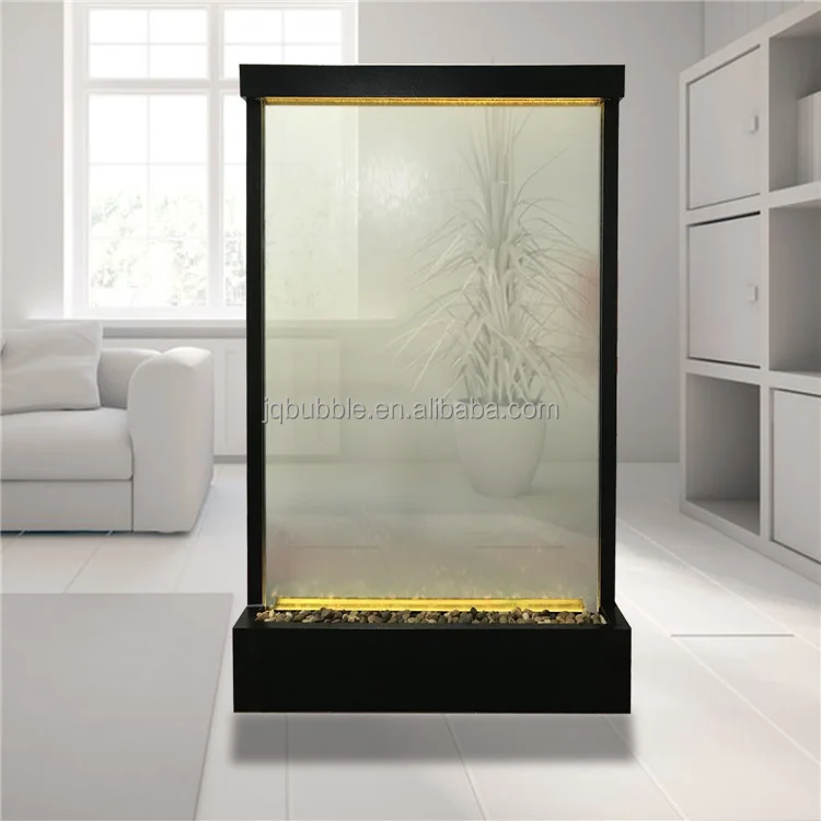 Customized wall water fountain indoor waterfall led waterfall screen hot sale tempered glass wall waterfall