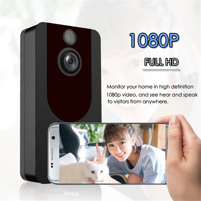 RTS 2021 Upgraded Wireless WIFI Ring Video Doorbell Chime Monitor Smart  Doorbells Waterproof Camera Dingdong intercom 1080P