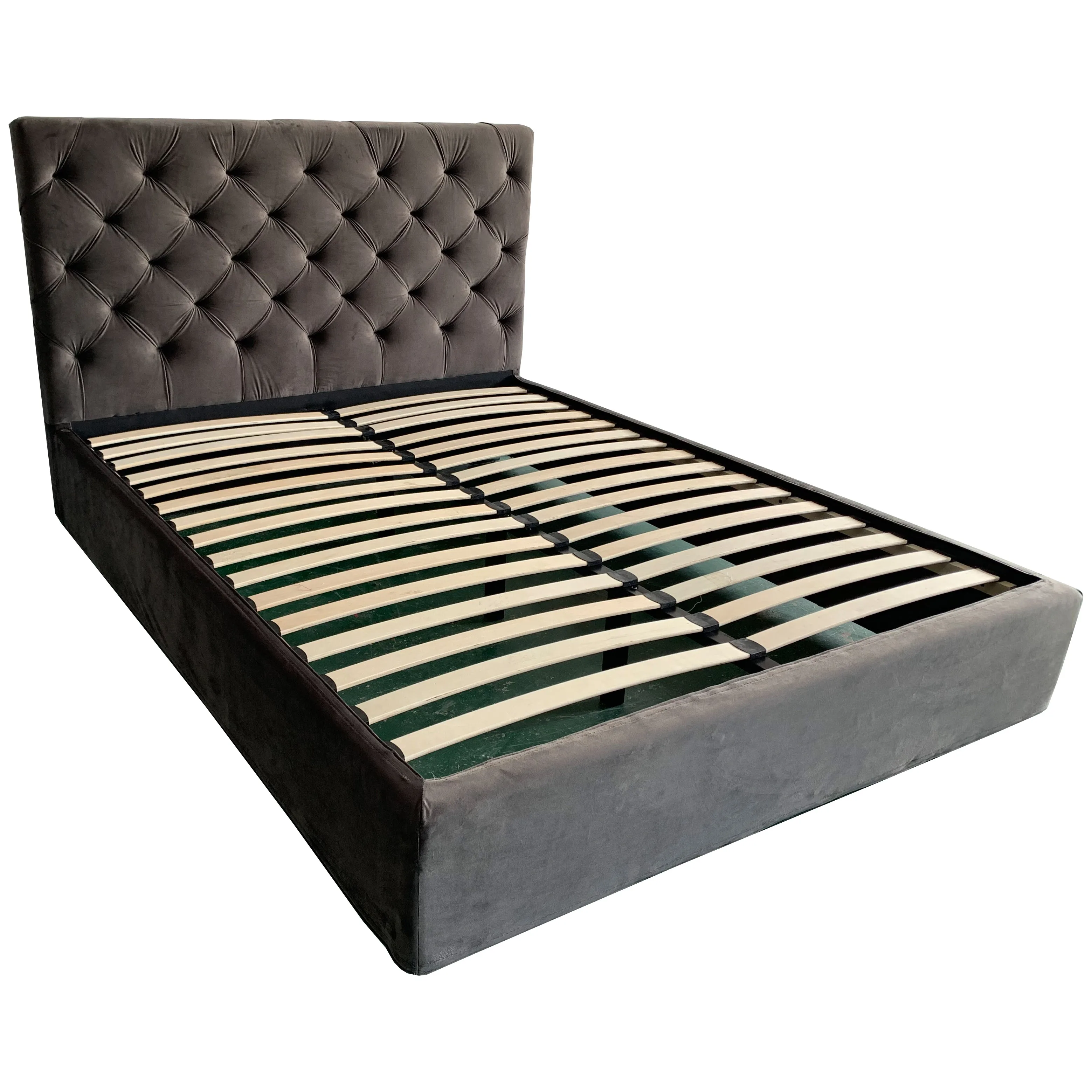 Wooden loft storage bed double frame with gas lift