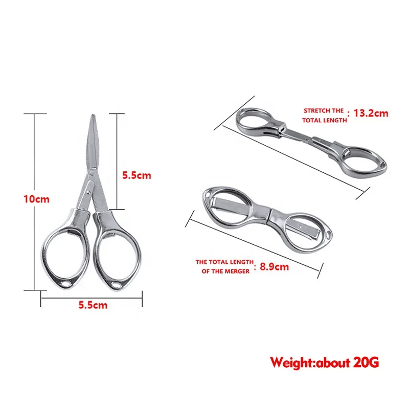 Mini Folding Travel Scissors Silver Color Multifunctional key chain pocket Fishing Scissor