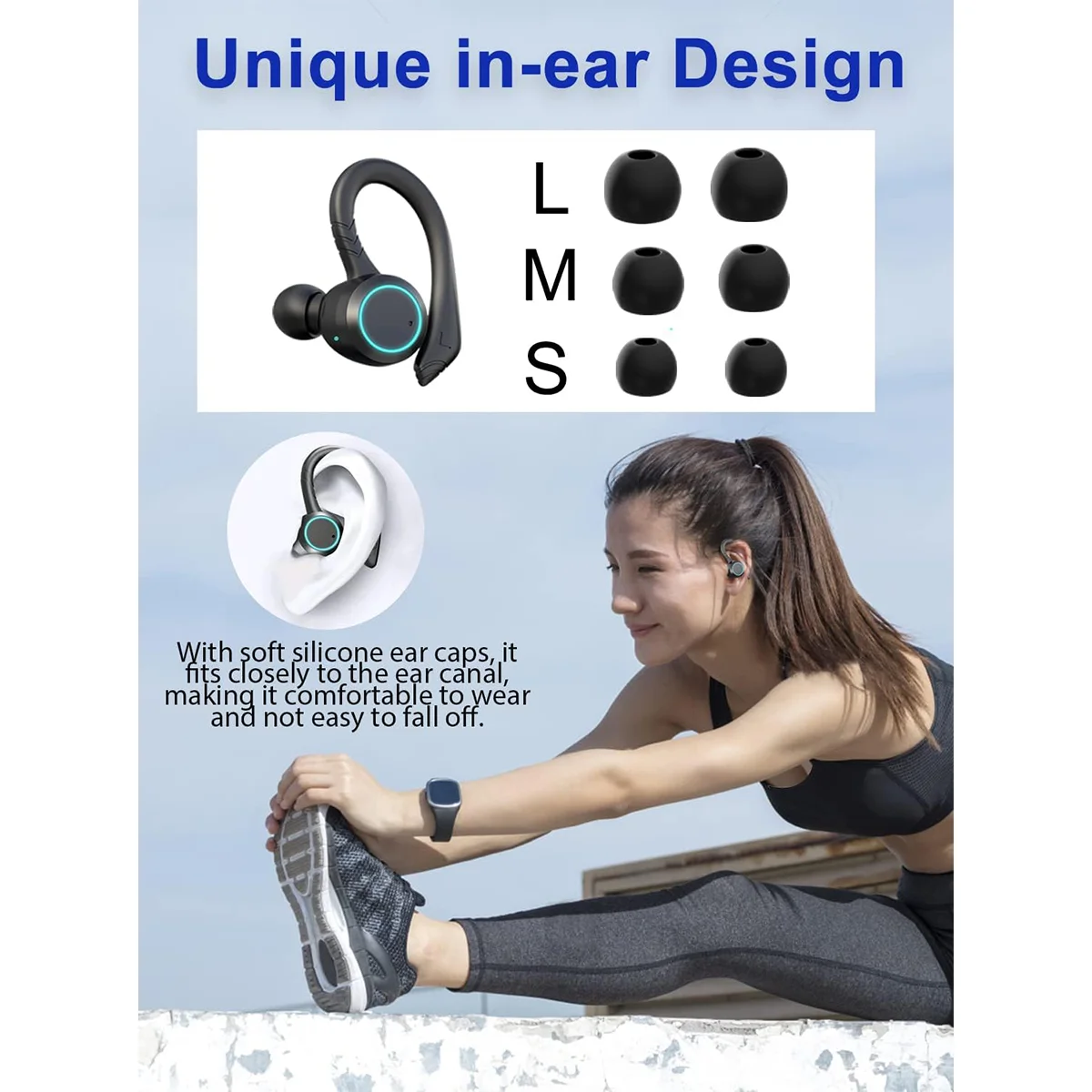 Wireless Earbuds Headphones Charging Case True Wireless Earbuds Earbuds Noise Cancelling with Microphone for Outdoor Running