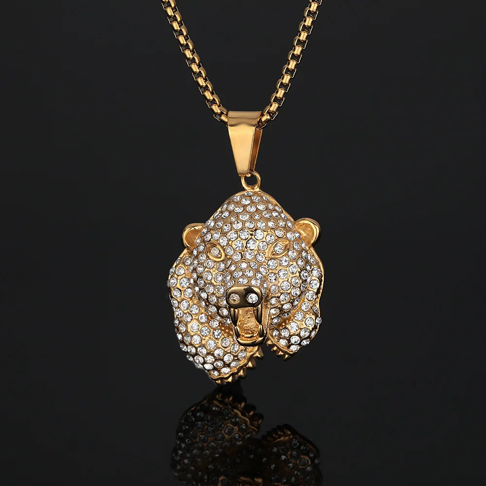 Hip Hop Bar Rap Polar Bear Non Tarnish Cubic Zirconia Non Tarnish Waterproof Stainless Steel Fashion Jewelry Pendants Male Man