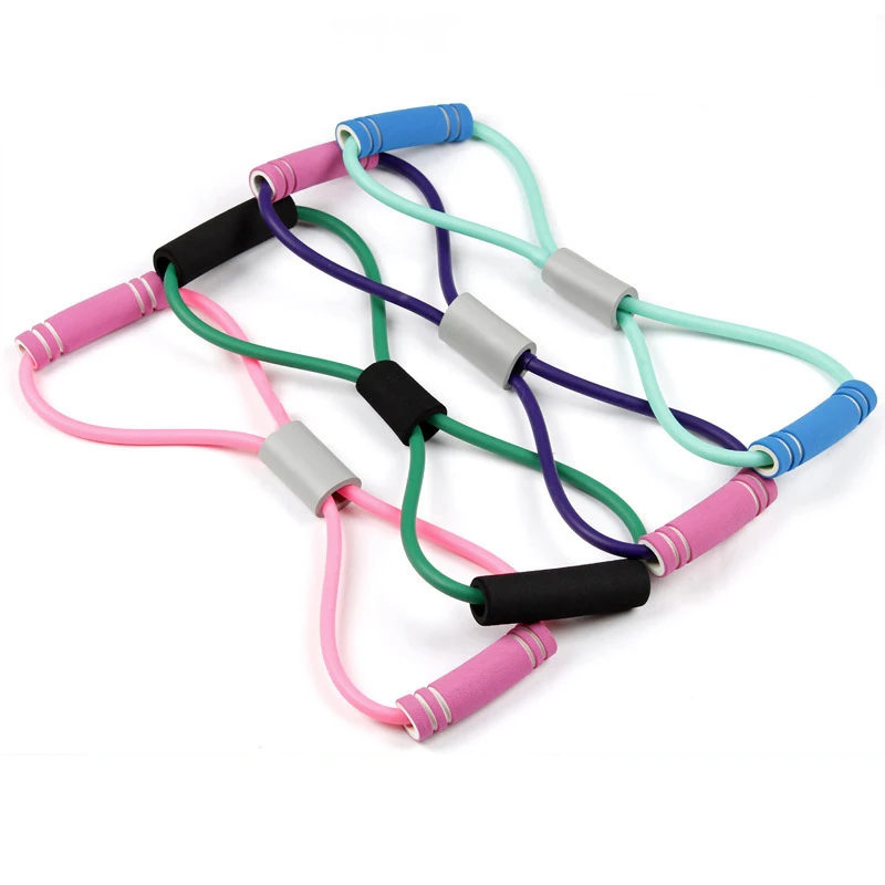 Pilates Yoga Accessories Fitness Elastic Chest Expander 8 Shaped Resistance Tube With Handle