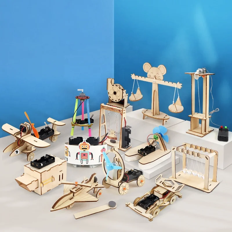 3D пазл «сделай сам» с деревянным стержнем набор игрушек робот научного эксперимента сборка создание на батарейках