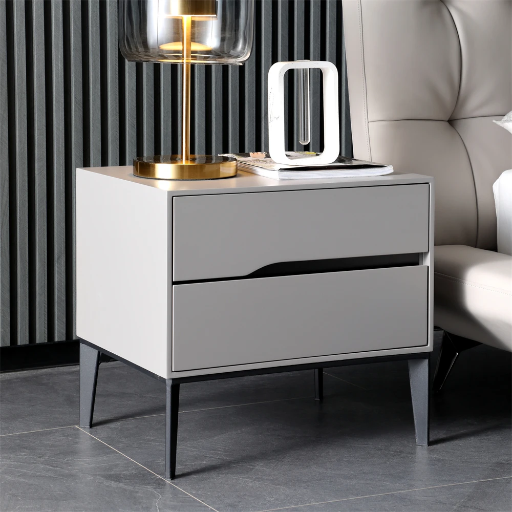 bedroom furniture wholesale rustic farmhouse natural wood bedside table nightstand with rattan drawers