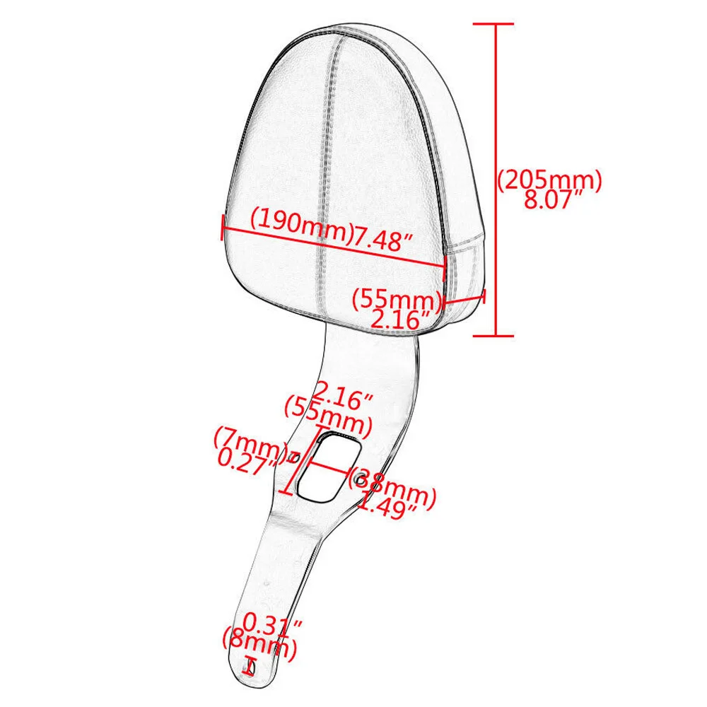 Motorcycle Black Driver Backrest Sissy Bar Support Pad Detachable For Indian Scout Sixity 2016-2019 Scout 2015-2019