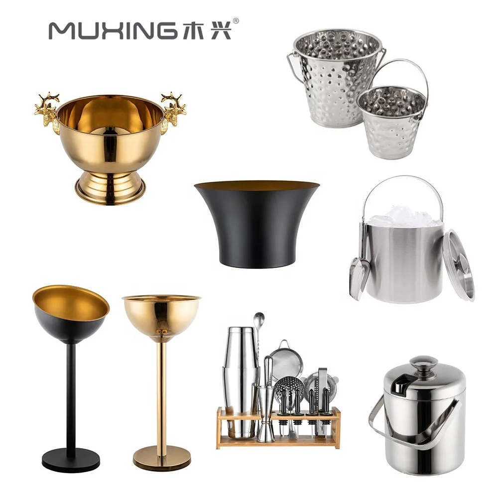 Hotel & Restaurant Bar Stainless Steel Ice Bucket/Cocktail Shaker/Bartender Kit And Catering Buffet Serving