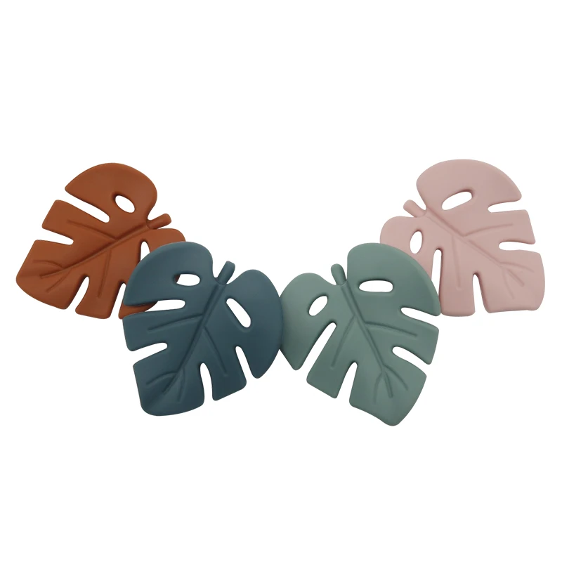 BPA free Food Grade Silicone Leaf shape Chew Teether Soothing Teething Toys