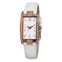 Women Square Diamond Wrist Watches For Ladies Dress Crystal Quartz Genuine Leather Strap Bracelet Watch
