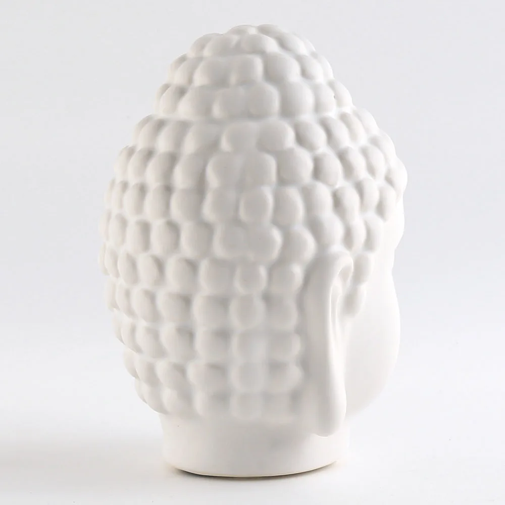 6 inch Matt White Ceramic Porcelain Buddha Head For Home Decor Decoration