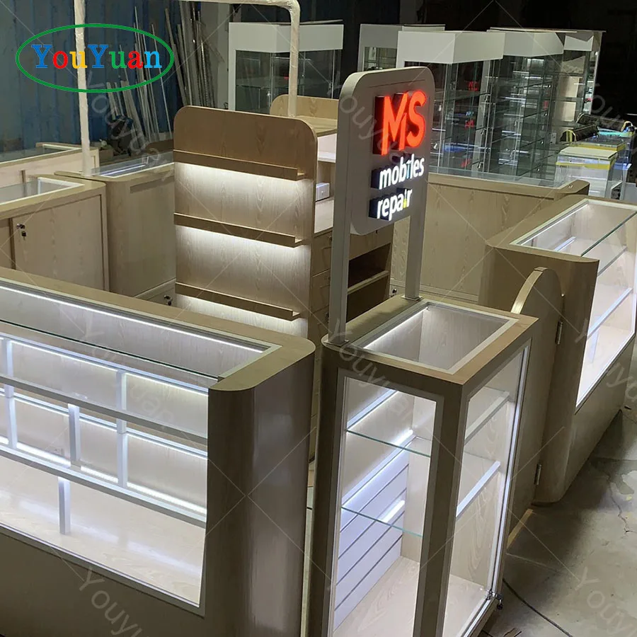 YOUYUAN Retail mall mobile phone accessory kiosk mobile shop counter for sale display cabinet cellphone kiosk
