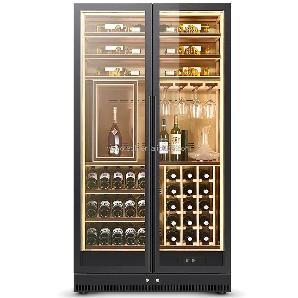 Free Standing Built in Wine Cooler Cellar Factory Direct Pricing Commercial Wine Fridge Glass Door Modern Wine Display Cabinet