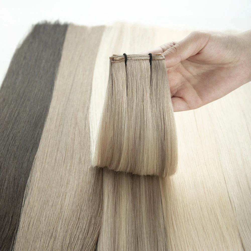 LeShine 100% remy 24in curly genius weft with holes russian 2/6/613 double drawn genius weft