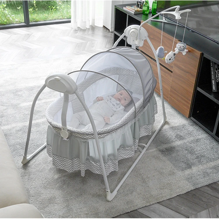 Foldable baby girl cot electric bassinet rock sleeper automatic swing baby bed