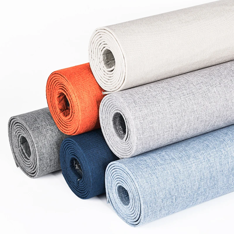 luxury linen fabric wallpaper rolls self-adhesive self adhesive pe foam soft wallpaper