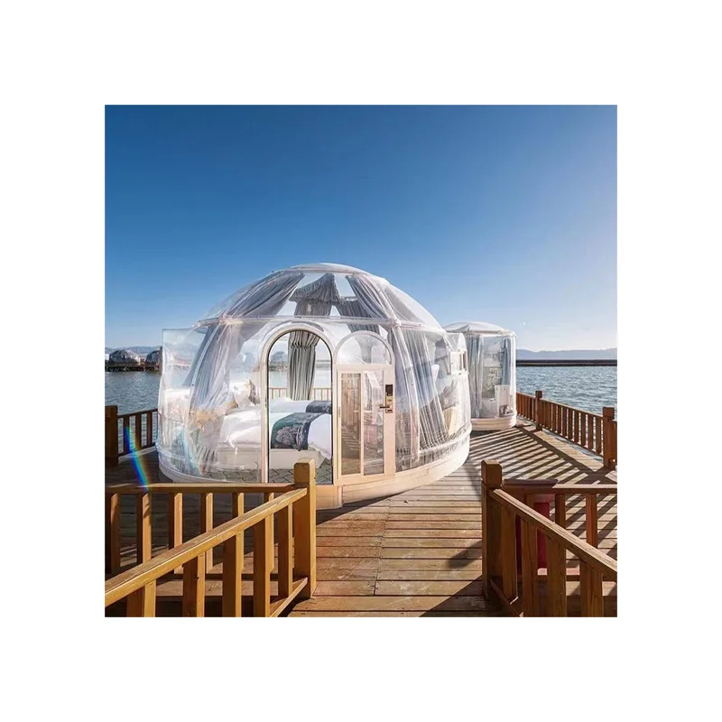 Glamping luxury Waterproof Metal Frame 2.5m-4m Polycarbonate Transparent House Greenhouse Geodesic Dome Tent For Outdoor Events