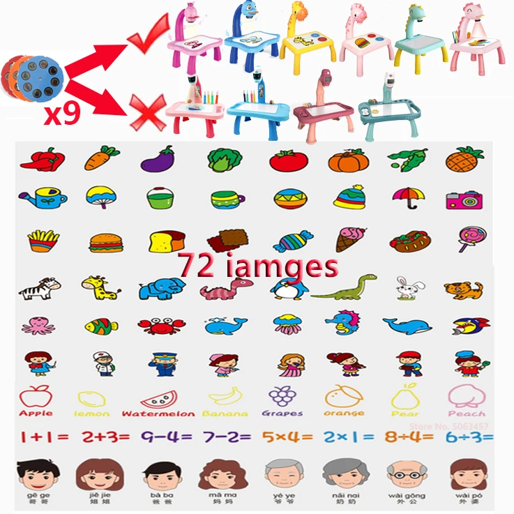 Kids Children Intelligent Led Projection Painting Machine Learning Table Early Educational Drawing Board Chenghai Art Toys