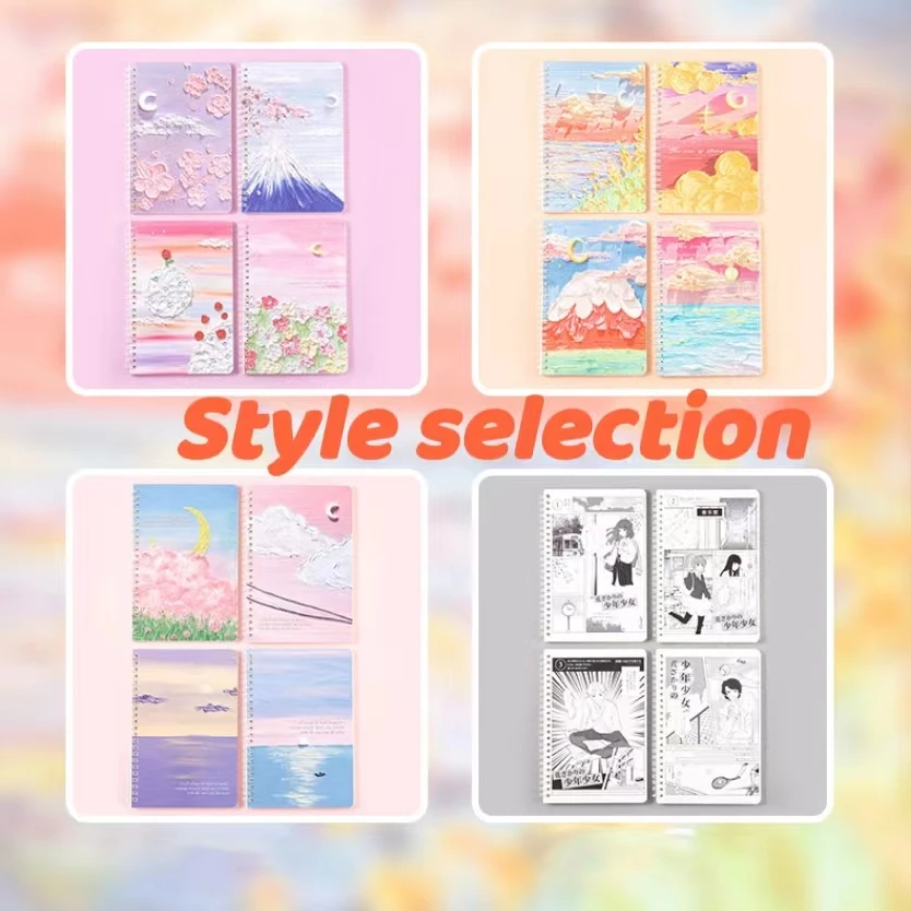 Wholesale A5 coil notebook notebook portatil oil painting diary notebook