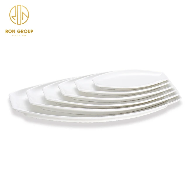 18 Inch Big Ceramic Porcelain Hotel Use Tableware Boat Shape Dinner Plate