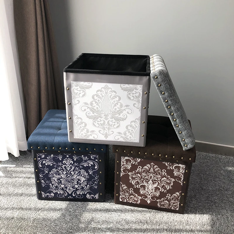 RTS Factory Wholesale Modern Home Furniture Shoe Storage Faux Leather Ottoman With Storage