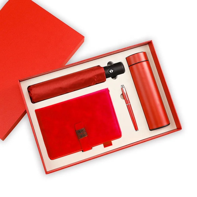 a5 gift bag notebook gift metal ball pen automatic folding umbrella vacuum cup stainless steel gift sets
