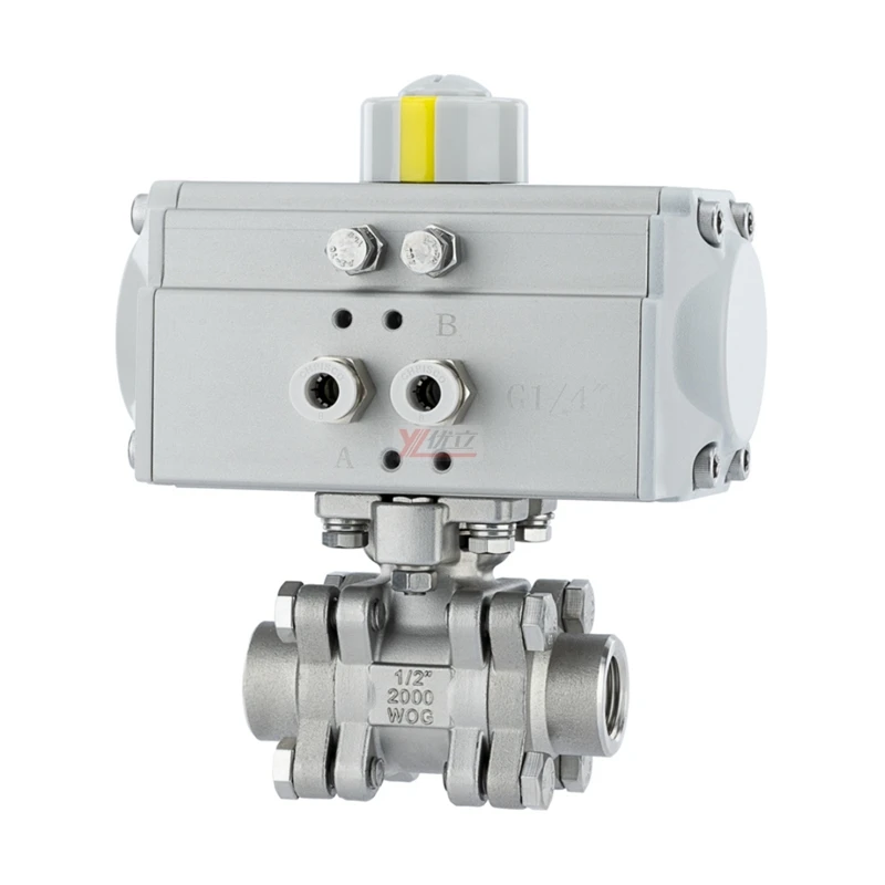 YOULI высокотемпературное металлическое уплотнение NPT BSP 2000wog PN130 нержавеющая сталь 304 316 Пневматический привод 3 шт. резьбовой шаровой клапан