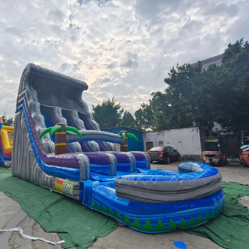 Hot sale dual inflatable water slide double lane inflatable water slide with detachable pool for sale