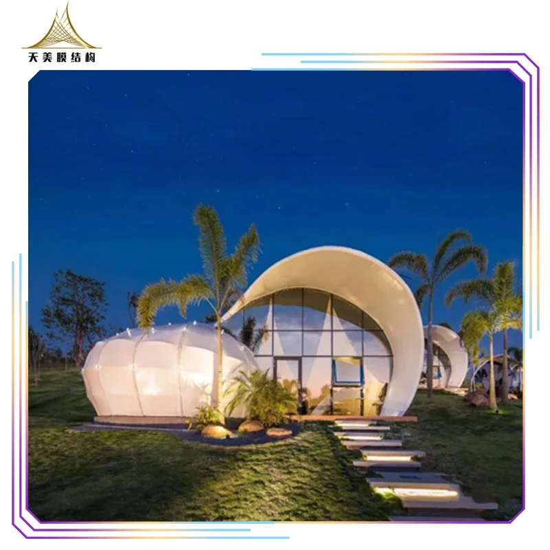 Luxury glamping tent hotel prefab house with bathroom and kitchen