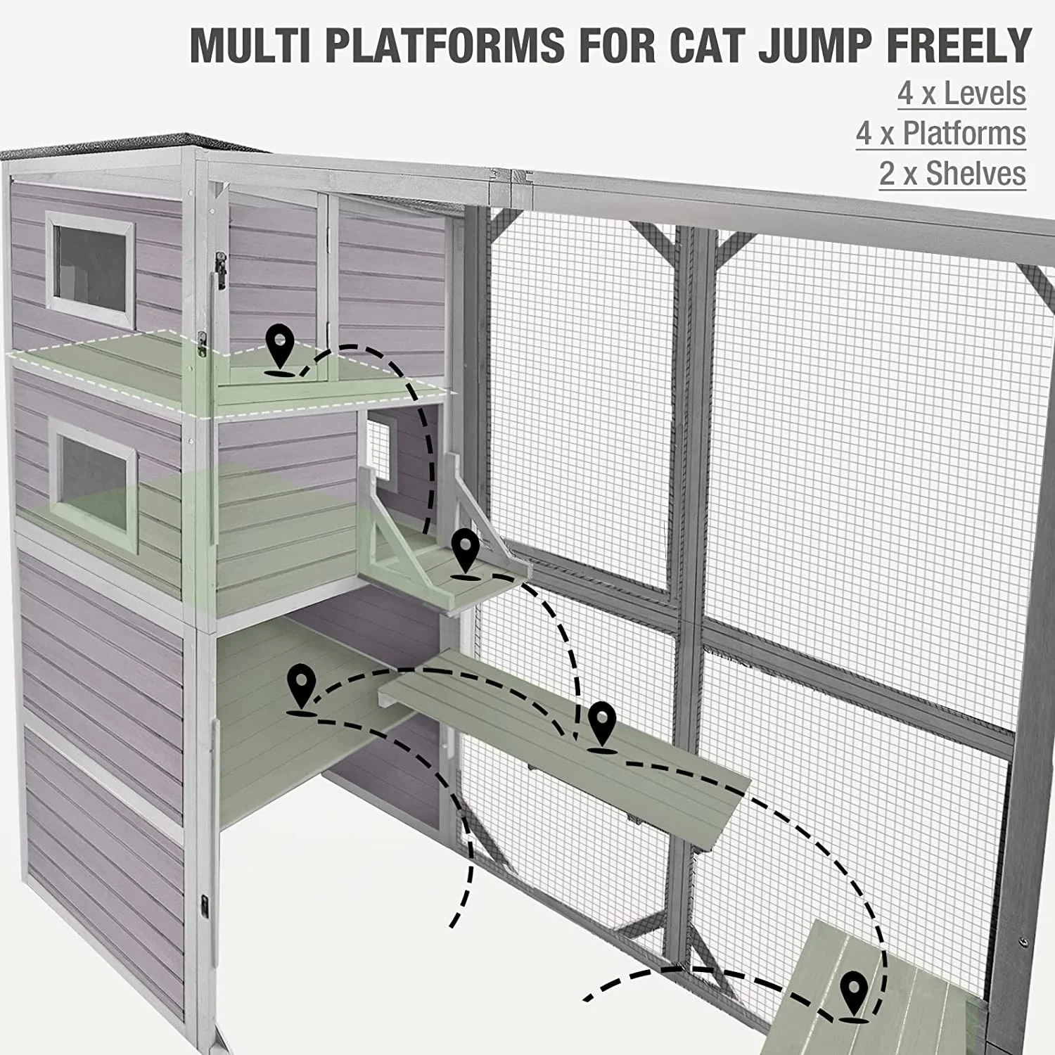 Hot Sale Outdoor Large Solid Wood Animal Pet Cage Wooden Cat House