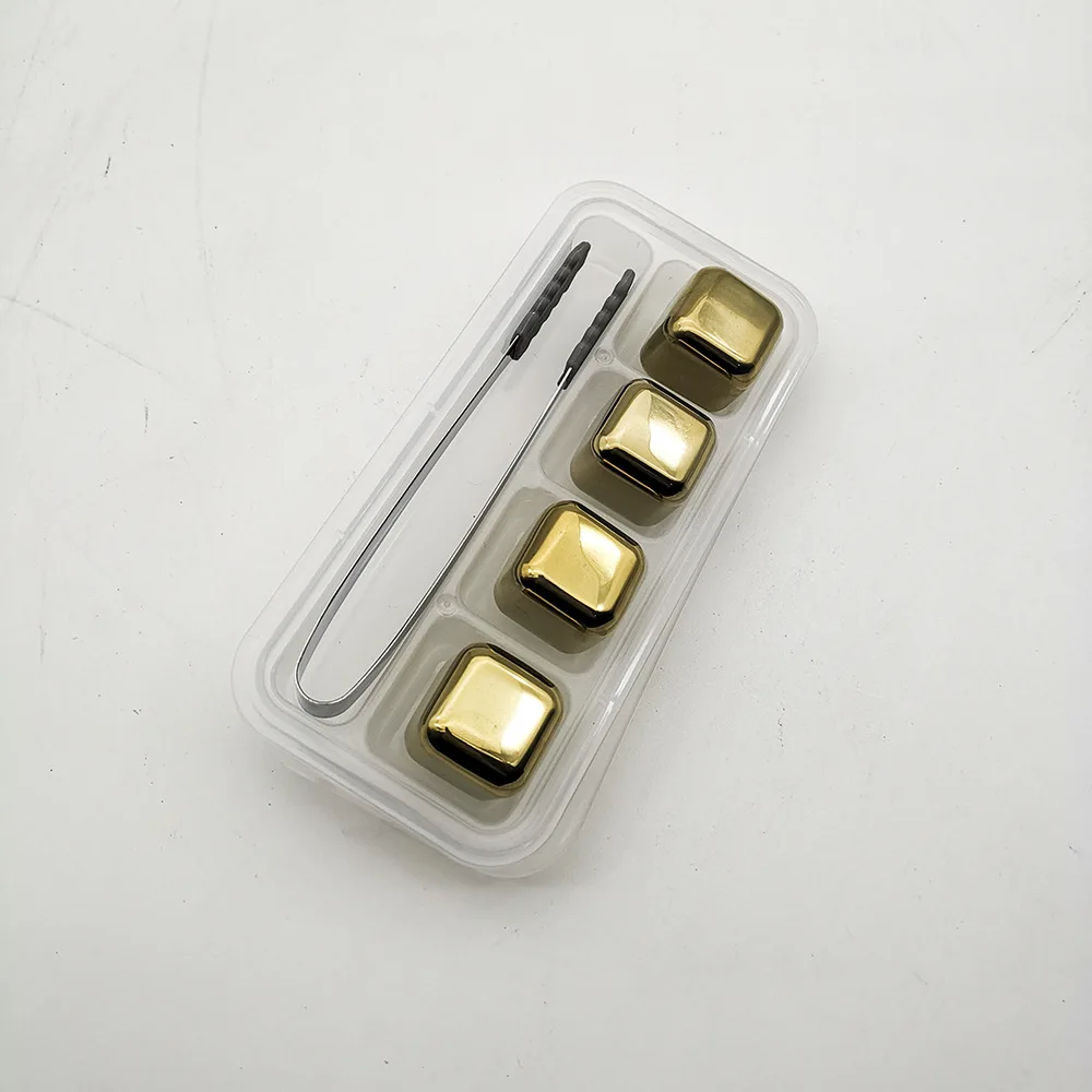 Customized engraved reusable cooler ice cube wholesale bar whiskey  accessories gold cubes
