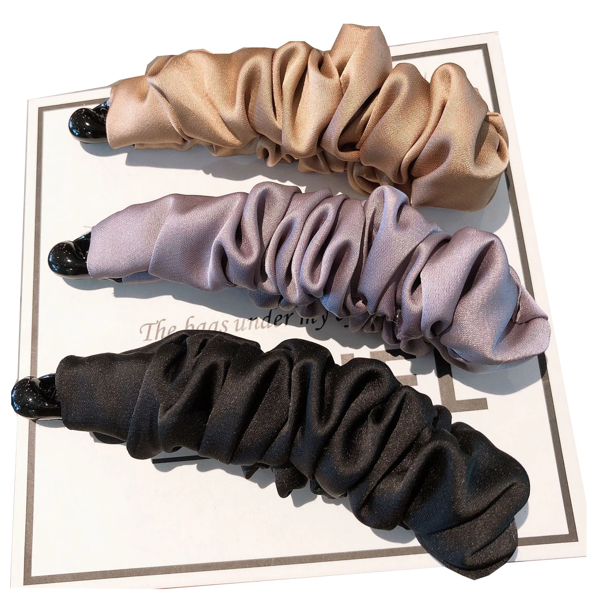 2021 New Simple Temperament Color Large Fabric Banana Clip Vertical Clip Ponytail Hair Accessories Japan And South Korea