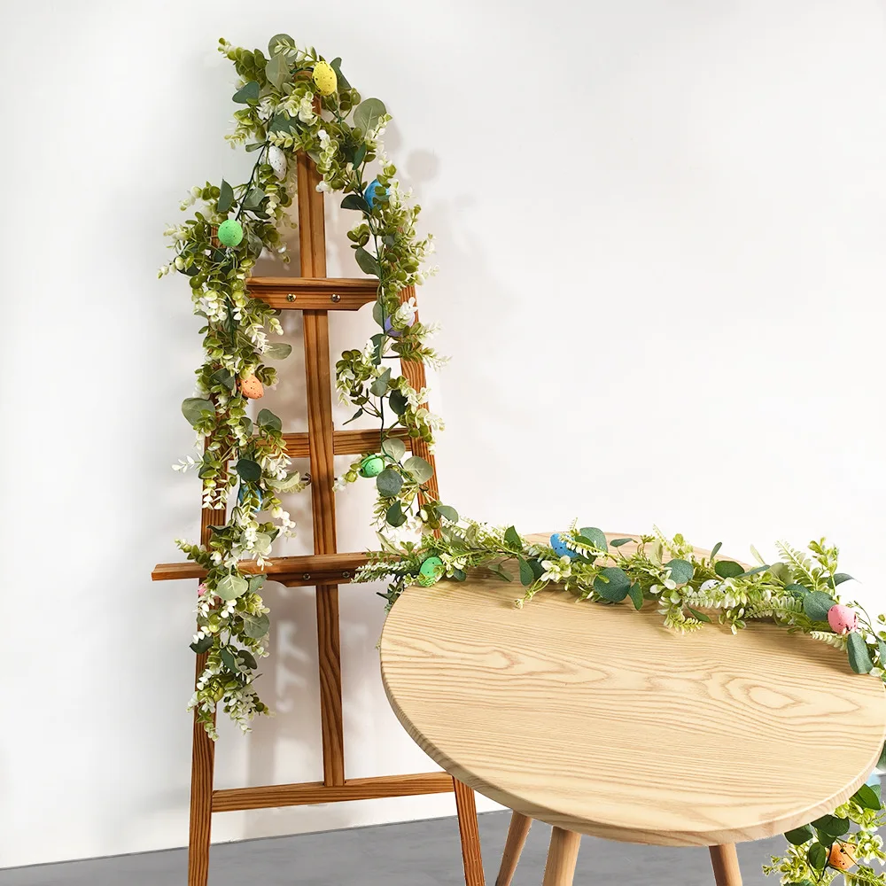 Artificial Easter eggs rattan festive vine green plants hanging wall eucalyptus leaves shade artificial vine