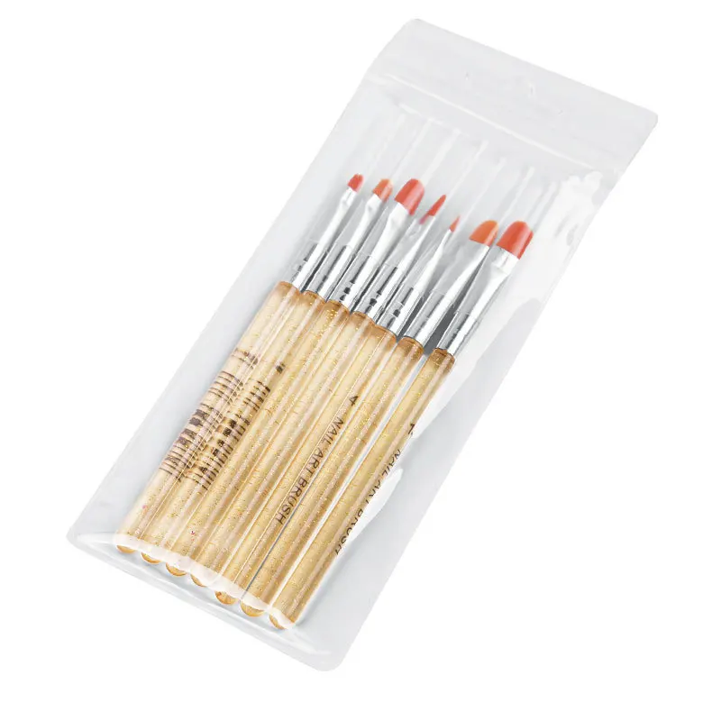 7pcs/set Nail Art Brush Acrylic UV Gel Extension Gel Polish Drawing Painting Brush Set Pen Manicure Tool Wholesale