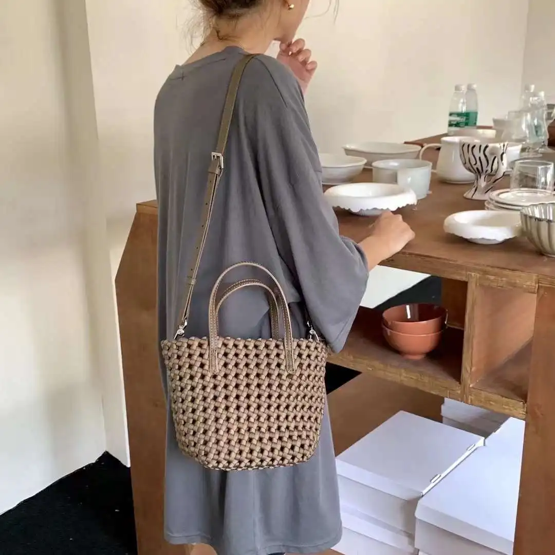 new neoprene casual hollow small tote handbag shoulder crossbody woven bag for ladies women